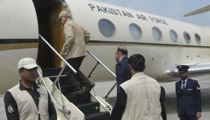 Prime Minister Shehbaz Sharif departing for United Arab Emirates on July 28, 2023. — APP