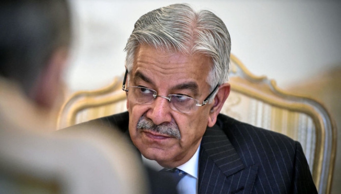 Undated photo of Defence Minister Khawaja Asif. — AFP