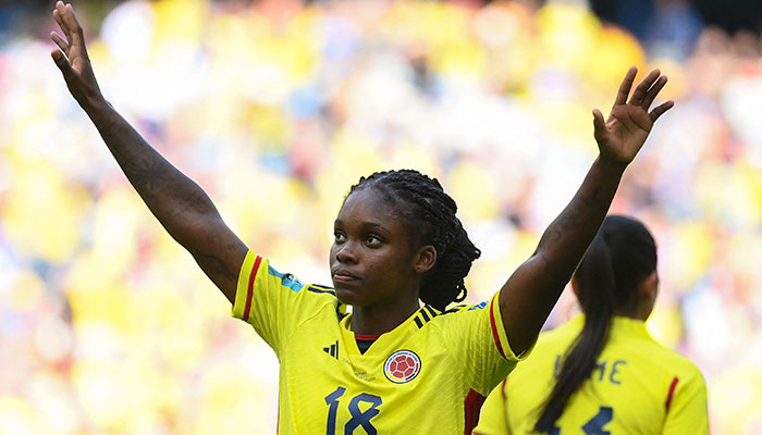 Colombia´s forward #18 Linda Caicedo celebrates scoring her team´s second goal during the Australia and New Zealand 2023 Women´s World Cup Group H football match between Colombia and South Korea at Sydney Football Stadium in Sydney on July 25, 2023.—AFP