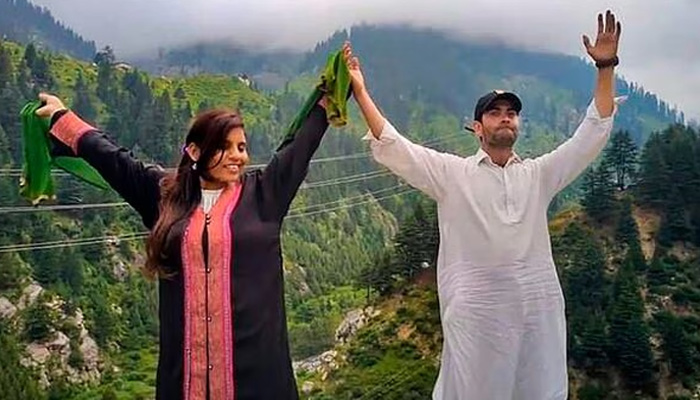 Indias Anju and her Pakistani husband Nasrullah are seen in this still taken from a video. — Facebook