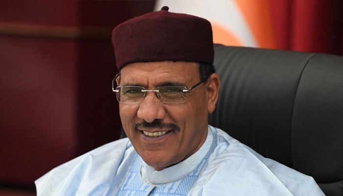 Nigers President Mohamed Bazoum attends a meeting with UN Secretary-General Antonio Guterres at the presidential palace in Niamey on May 2, 2022. — AFP