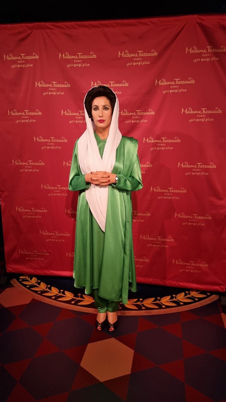 Former prime minister Benazir Bhuttos wax statue after it unveiled at Madame Tussauds in Dubai. — FO