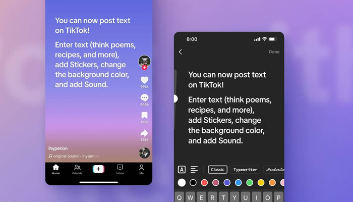 TikTok allows users to create text posts. — TikTok
