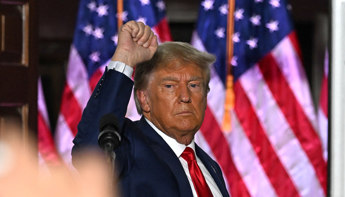 Former US President Donald Trump gestures after delivering remarks at Trump National Golf Club Bedminster in Bedminster, New Jersey, on June 13, 2023. — AFP/File