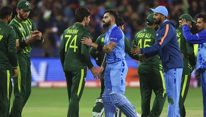 Pakistan and India players after their match in T20 World Cup 2022. — ICC