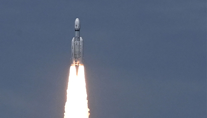 Indian Chandrayaan-3 spacecraft lifts off from the Satish Dhawan Space Centre in Sriharikota, an island off the coast of southern Andhra Pradesh state on July 14, 2023. — AFP