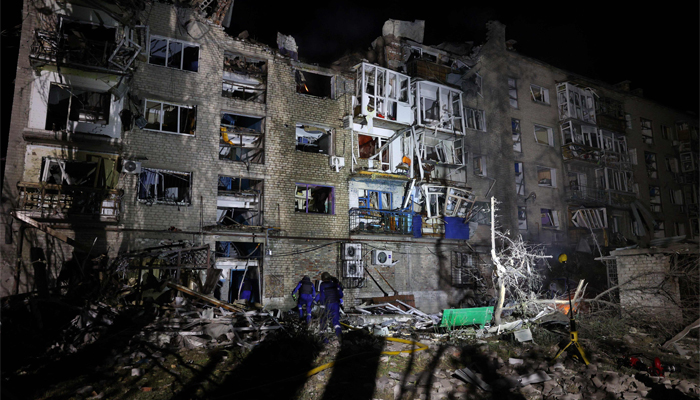 Rescuers are at work near a damaged residential building following Russian missile strikes in Pokrovsk, Donetsk region, amid the Russia-Ukraine war. — AFP