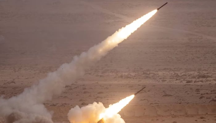 An American M142 High Mobility Artillery Rocket System fires salvoes during the second annual African Lion military exercise in the Tan-Tan region in southwest Morocco on June 30, 2022. — AFP