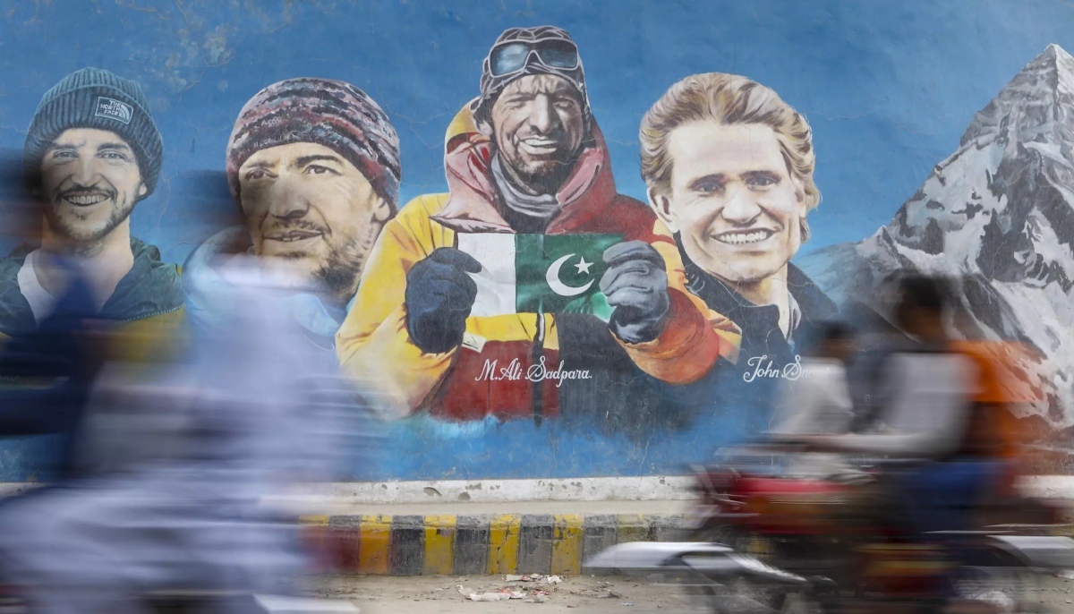 A painting of Ali Sadpara and other mountaineers. — AFP/File
