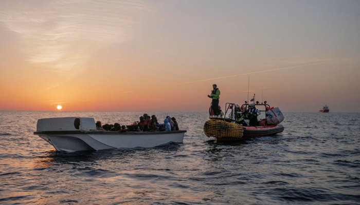 Migrants wait to be rescued by crew members of NGO rescue ship Ocean Viking in the Mediterranean Sea, October 26, 2022. — Reuters