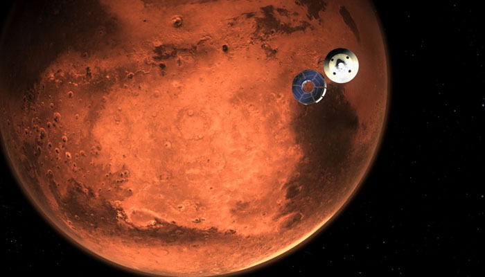 The image shows NASAs Perseverence rover entering the Martian atmosphere — AFP/File