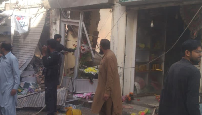 Three shops were damaged due to explosion on Quettas Moti Ram Road on August 10, 2023. — Reporter