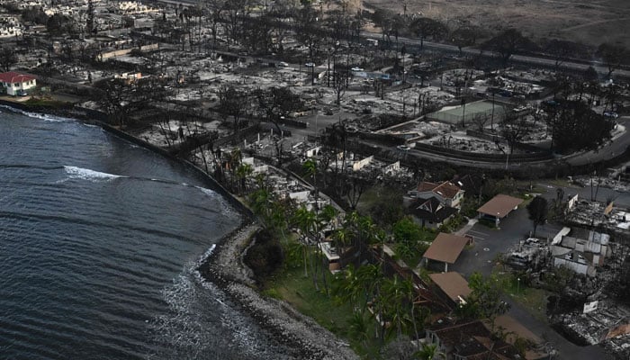 Destruction caused by a wildfire in Lahaina, on the Hawaiian island of Maui, on Aug. 10. AFP
