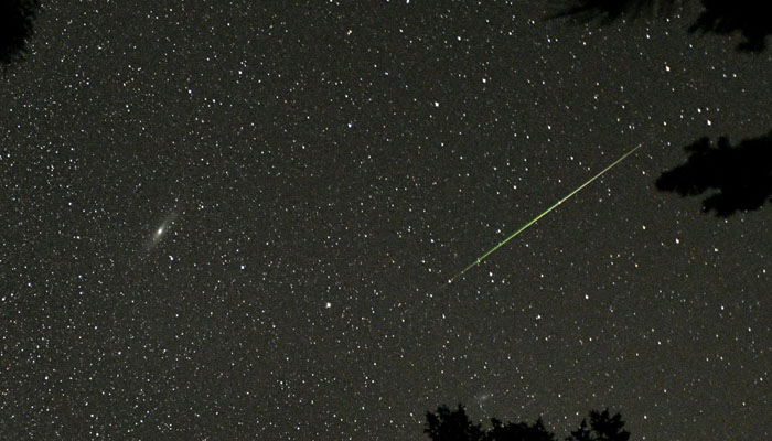 A streak in the sky from the Perseid meteor shower over Rocky Mountain National Park in 2018. —AFP/File