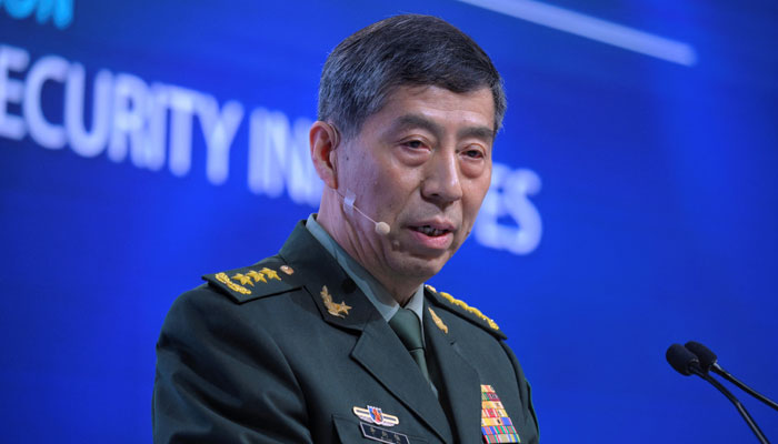 Chinese Defence Minister Li Shangfu speaks at the IISS Shangri-La Dialogue in Singapore. — Reuters/File