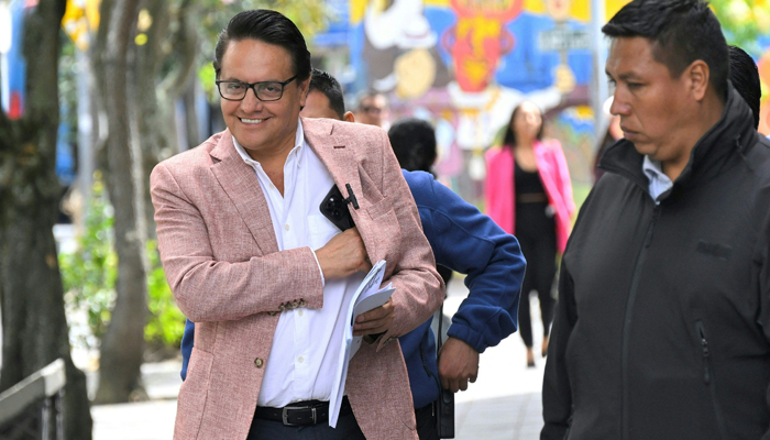 Former Assembly member and now presidential candidate, Fernando Villavicencio, arrives to the Attorney General´s Office in Quito on August 8, 2023. — AFP