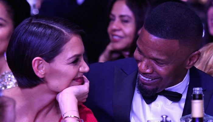 Katie Holmes reacts as Jamie Foxx tries to reconnect with her after recovery
