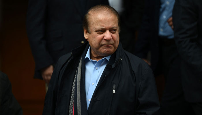 Pakistan Muslim League-Nawaz (PML-N) supremo Nawaz Sharif outside his London home in this undated picture. — AFP/File