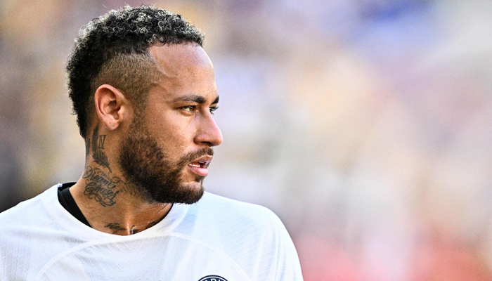 Paris Saint-Germains Neymar prepares to take a corner during a friendly football match against Jeonbuk Hyundai Motors, at the Asiad Main Stadium in Busan on August 3, 2023. — AFP