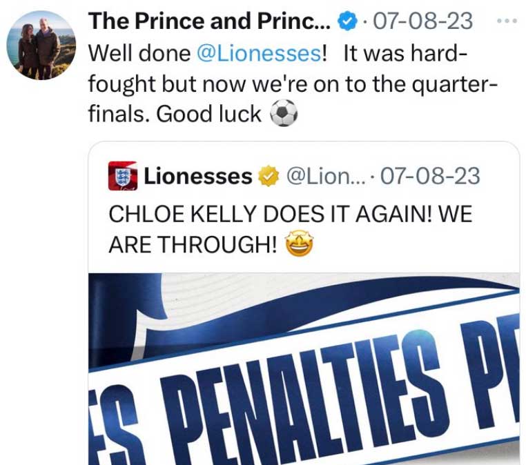 Prince William and Kate Middleton capitalize on Lionesses popularity