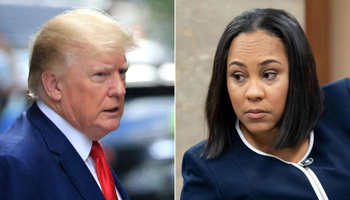 Former US President Donald Trump and Fulton County District Attorney Fani Willis. — AFP/File