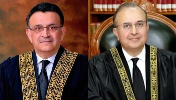 Chief Justice of Pakistan Umar Ata Bandial (left) and Justice Mansoor Ali Shah. — SC Website/File