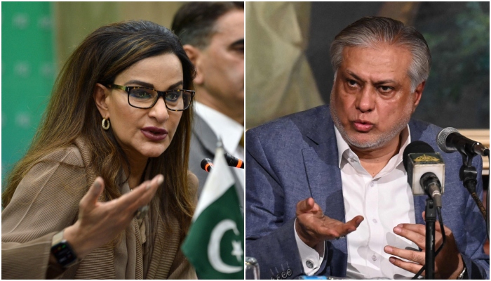 PPP Vice President Sherry Rehman (left) and PML-N leader and former finance minister Ishaq Dar. — AFP/File