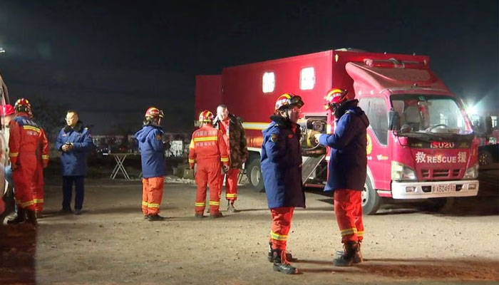 Rescue workers are seen at the site of a collapsed coal mine in Alxa League, Inner Mongolia Autonomous Region, China, in this screengrab taken from a video shot on February 23, 2023. — Reuters/File