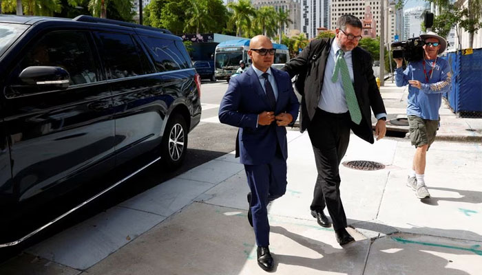 Walt Nauta, personal aide to former President Donald Trump, and his lawyer Stanley Woodward arrive at the James Lawrence King Federal Justice Building in Miami, Florida, July 6, 2023. — Reuters/File