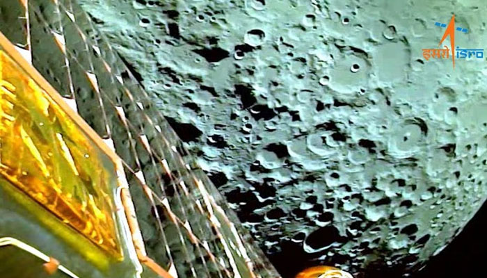A view of the moon as viewed by the Chandrayaan-3 lander during Lunar Orbit Insertion on August 5, 2023 in this screengrab from a video released August 6, 2023. — Reuters/File