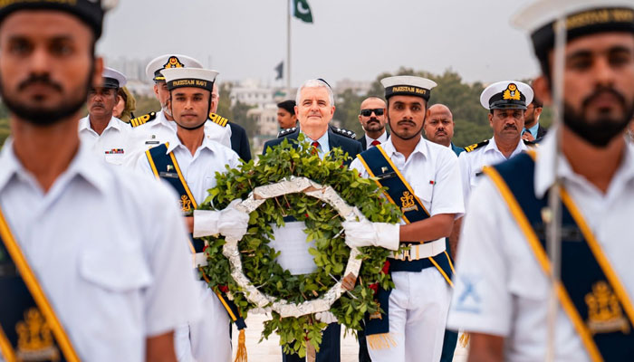 Newly-appointed US Consul General of Karachi Conrad Tribble visits the Mausoleum of Quaid-i-Azam Muhammad Ali Jinnah on August 24, 2023. — Press release