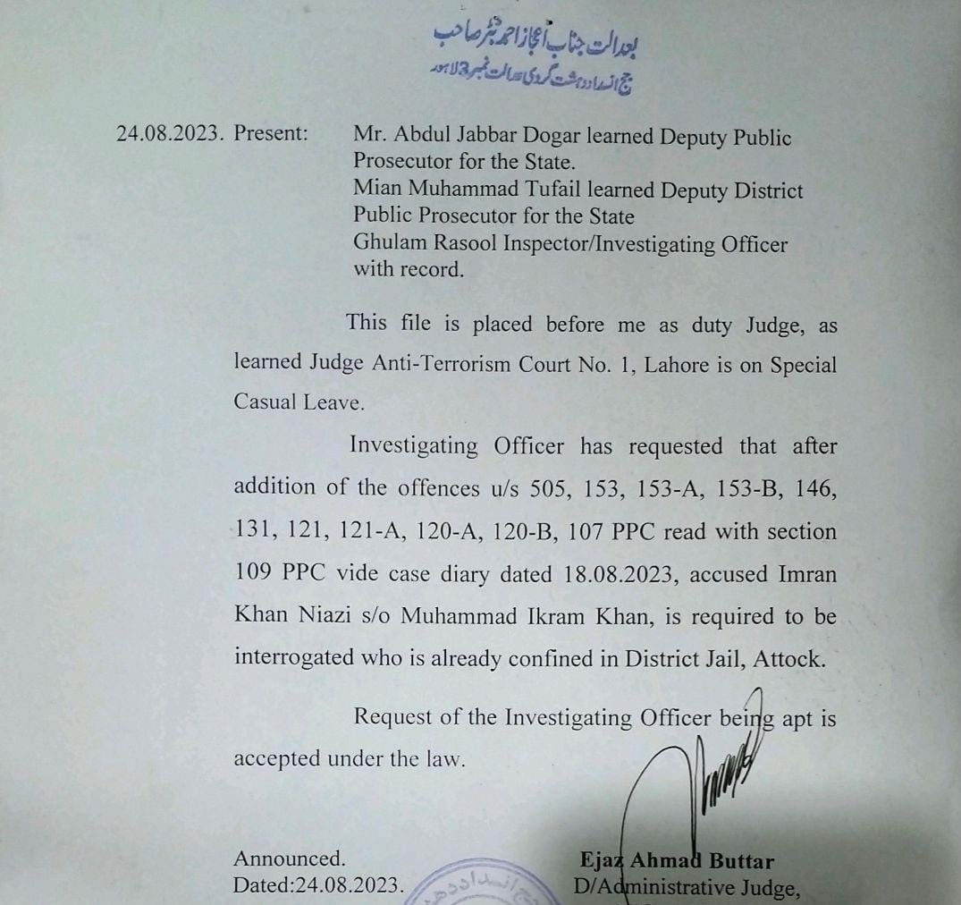 Abetting mutiny, waging war among other provisions added to Imran Khan’s May 9 cases