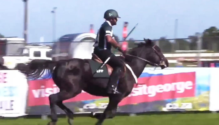 Pakistan’s Nasir Abbas wins bronze medal on the opening day of the 2023 Tent Pegging World Cup in George, South Africa. — Provided by the reporter