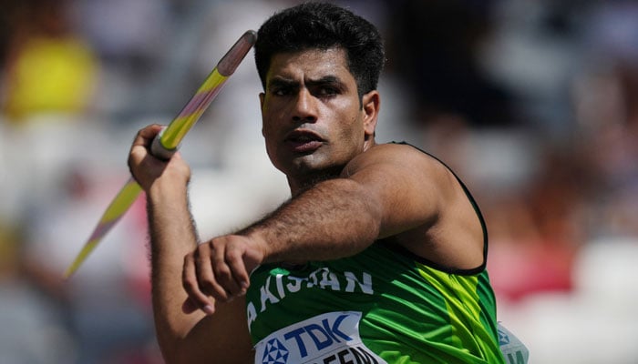 Pakistan’s Arshad Nadeem in action during the World Athletics Championship at National Athletics Centre, Budapest, Hungary on August 25, 2023. — Reuters