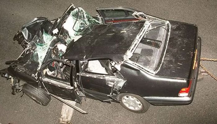 Wreckage of Princess Diana car after fatal crash