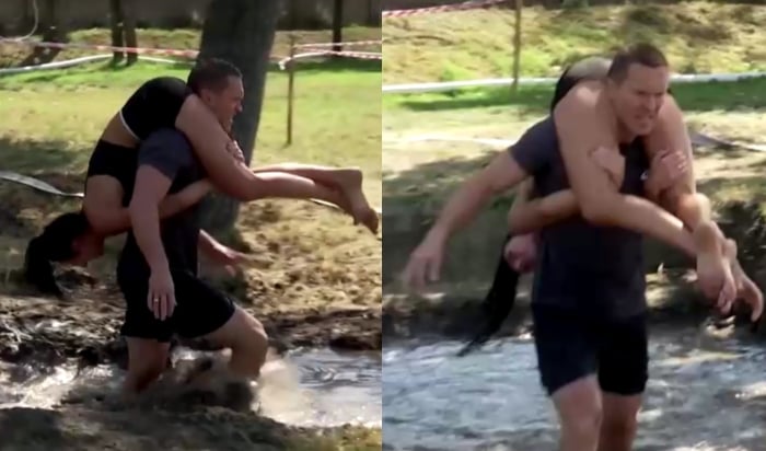 Stills taken from a Reuters video of Lithuanian couple participating in the contest.