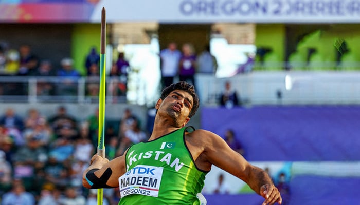 Arshad Nadeem in action during the final of Mens Javelin Throw at World Athletics Championships in Eugene, US, on July 23, 2022. — Reuters