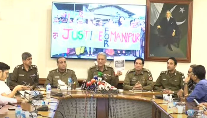 Punjab Inspector General Police (IGP) Dr Usman Anwar speaking during a press conference in Lahore on August 28, 2023. — YouTube screengrab/GeoNews