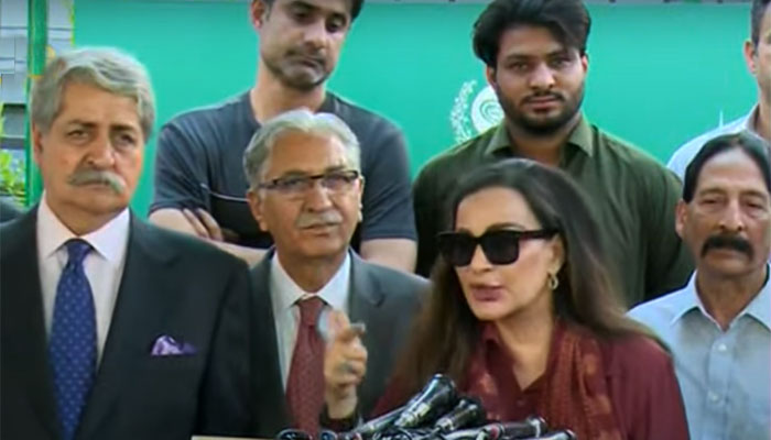 Pakistan Peoples Party (PPP) leaders speaking during a press conference in Islamabad on August 29, 2023. — YouTube/Geo News