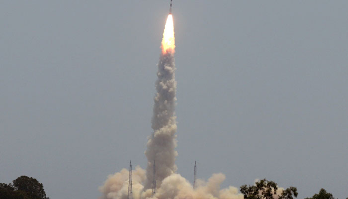 Indias PSLV-C57 blasts off carrying the Aditya-L1 spacecraft from the Satish Dhawan Space Centre at Sriharikota, India. — Reuters