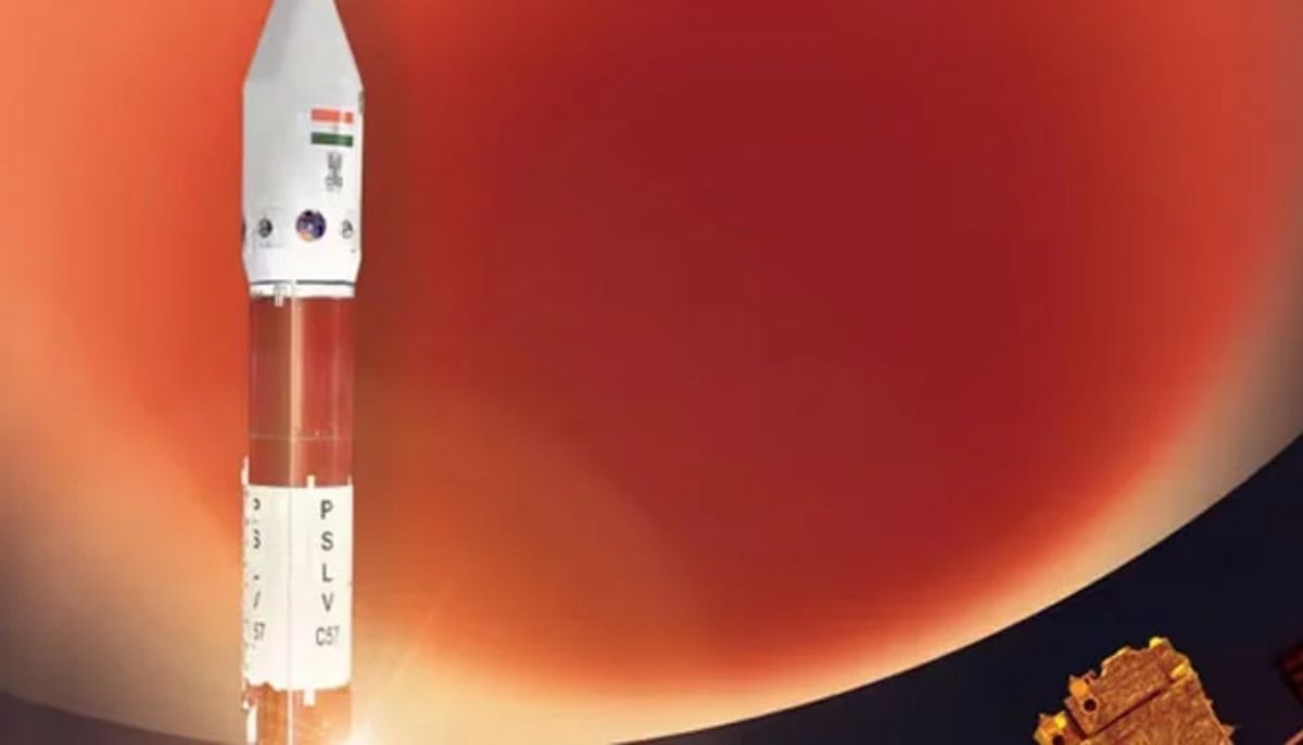 The illustration shows Indias Aditya-L1 rocket near the sun. — Isro