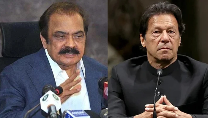 Former interior minister Rana Sanaullah (Left) and former prime minister Imran Khan (Right).  Geo.tv/Files