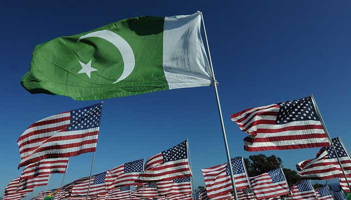The flag of Pakistan representing a 9/11 victim from that country, flies among American flags erected by students and staff from Pepperdine University in Malibu, who placed nearly 3,000 flags in the ground to honor the victims of the September 11, 2001 terrorist attacks in New York, on September 10, 2010. — AFP