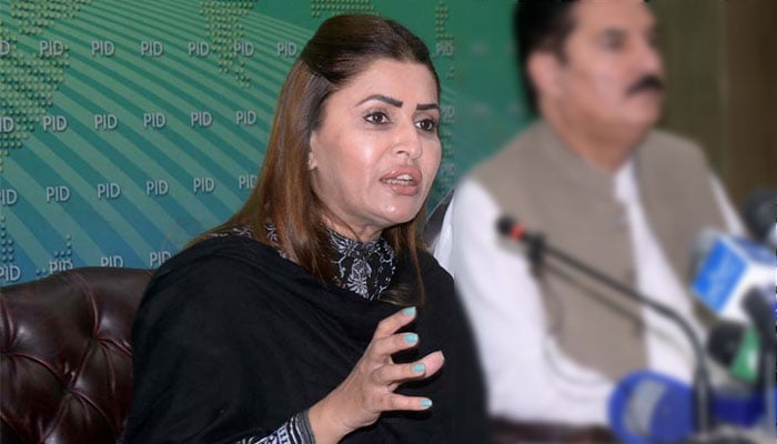 Former federal Minister for Poverty Alleviation and Social Safety Shazia Marri addressing a press conference at Press Information Department in this undated image. — APP