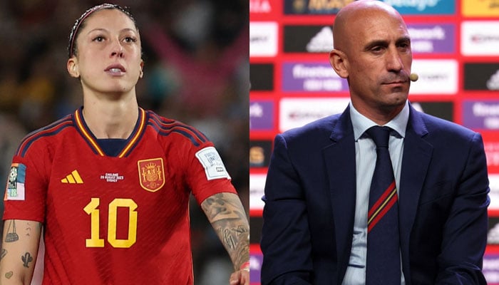 Jenni Hermoso, Spains football star and Luis Rubiales, football federation chief. — Reuters