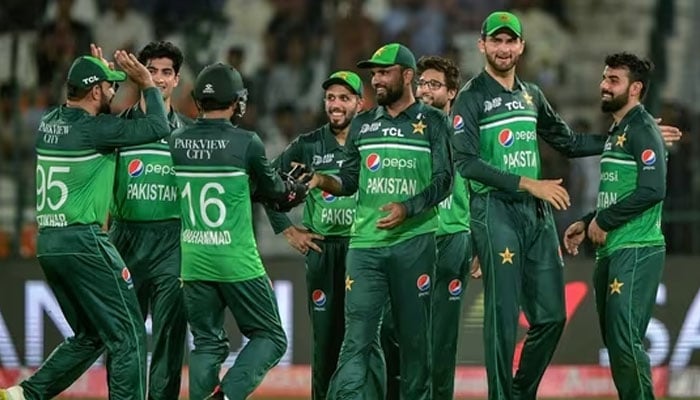 Pakistans players celebrate after the dismissal of Nepals Gulshan Jha (not pictured) during the Asia Cup 2023. — AFP/File