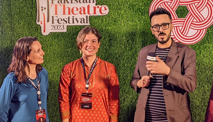 Members of a foreign group at the Pakistan Theatre Festival inauguration ceremony. — Reporter