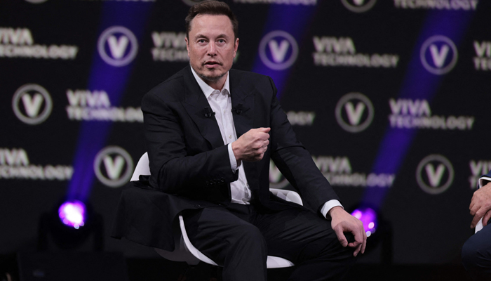 SpaceX, Twitter and electric car maker Tesla CEO Elon Musk reacts as he visits the Vivatech technology startups and innovation fair at the Porte de Versailles exhibition center in Paris, on June 16, 2023. — AFP