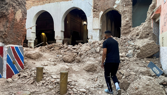 A man looks at damage in the historic city of Marrakech, following a powerful earthquake in Morocco, September 9, 2023. — Reuters