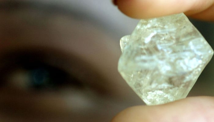 A worker at the Botswana Diamond Valuing Company displays a rough diamond during the sorting process at the purpose-built centre in the capital Gaborone. — Reuters/File